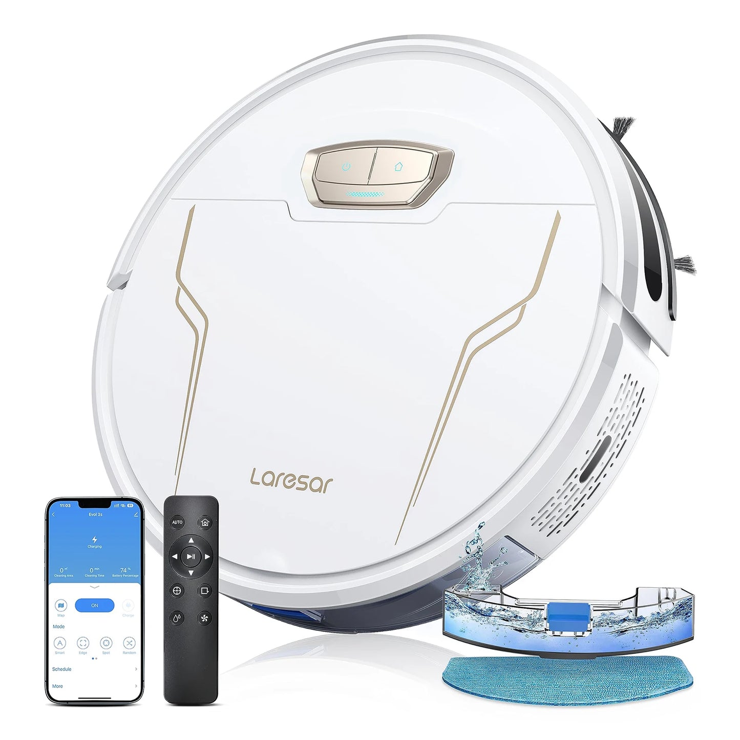 Laresar 3s Robot Vacuum Cleaner Mop 5000Pa Smart APP Control Intelligent Planned for Home Floor Washing Carpet Pet Hair Cleaning