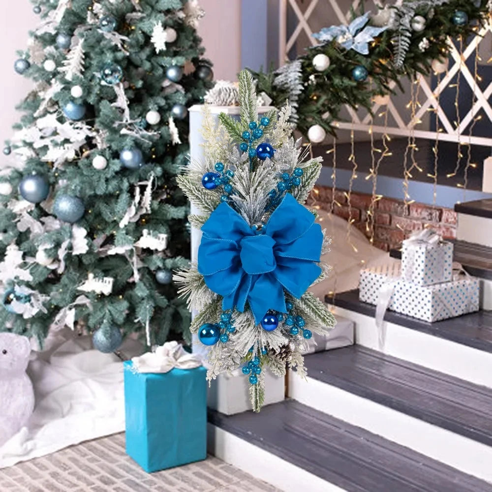 Nordische Weihnachts-Deko für Treppe & Kamin – Eleganter Kranz für Tür, Wand & Geländer | Stilvolle Holiday-Dekoration 2025