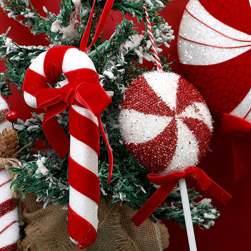 Großer Candy-Cane Weihnachtsanhänger – Rot-Weiß Deko für Baum, Tür & Party 2025