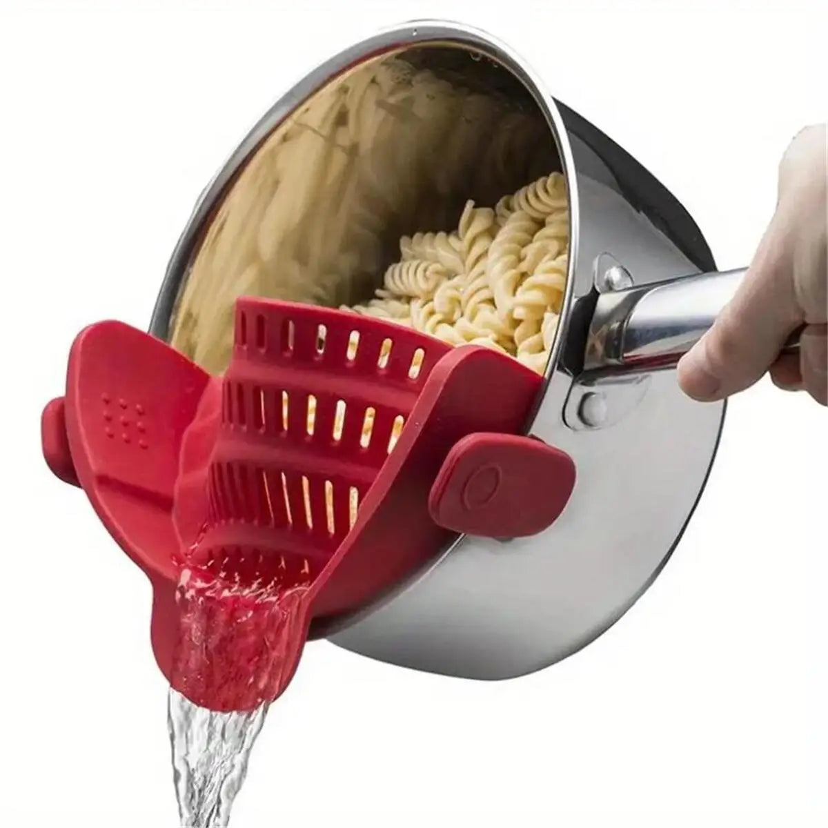 Clip-On Topfsieb aus Silikon – Universelles Sieb für Töpfe & Pfannen, Anti-Fall Design, Perfekt zum Abgießen von Nudeln, Gemüse & Kartoffeln