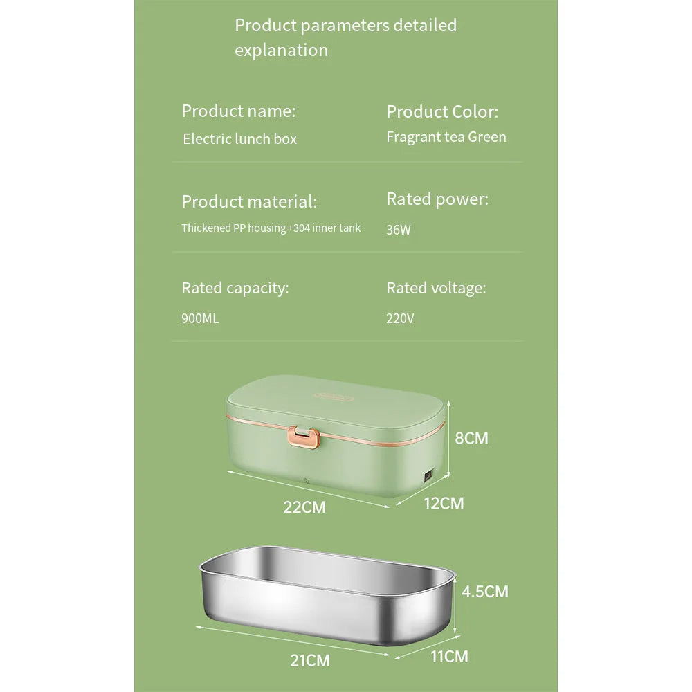 Thermo-Lunchboxen für das Büro, tragbare elektrische Lunchboxen, wasserfreie Heizung, Bento-Box, Lebensmittelwärmer aus Edelstahl