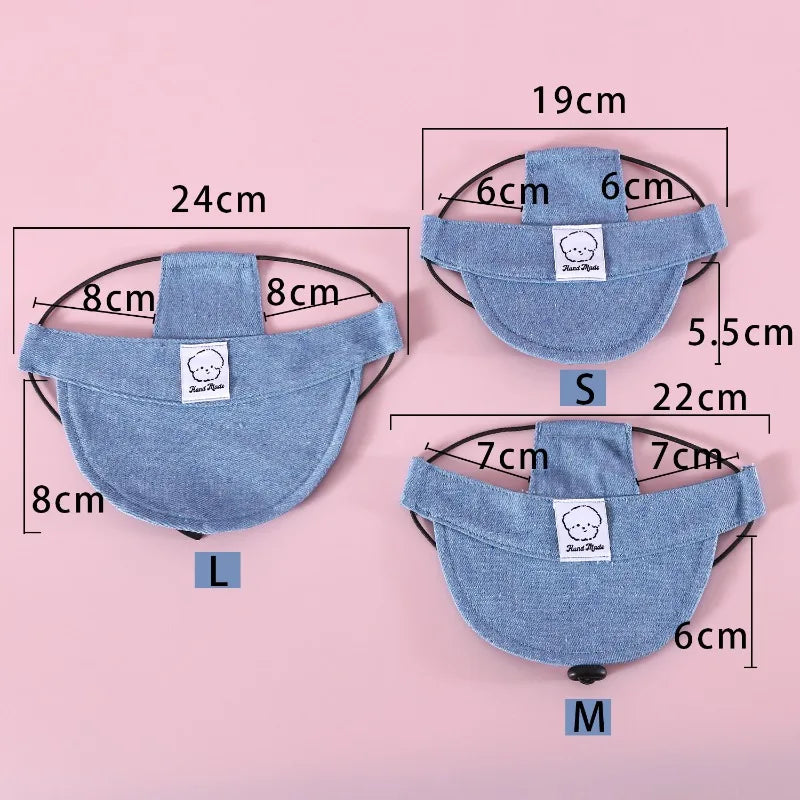 Dog Hat with Ear Holes Adjustable Denim Dog Sun Protection Hat Outdoor Baseball Cap for Dogs Small Medium Large Pet Accessories