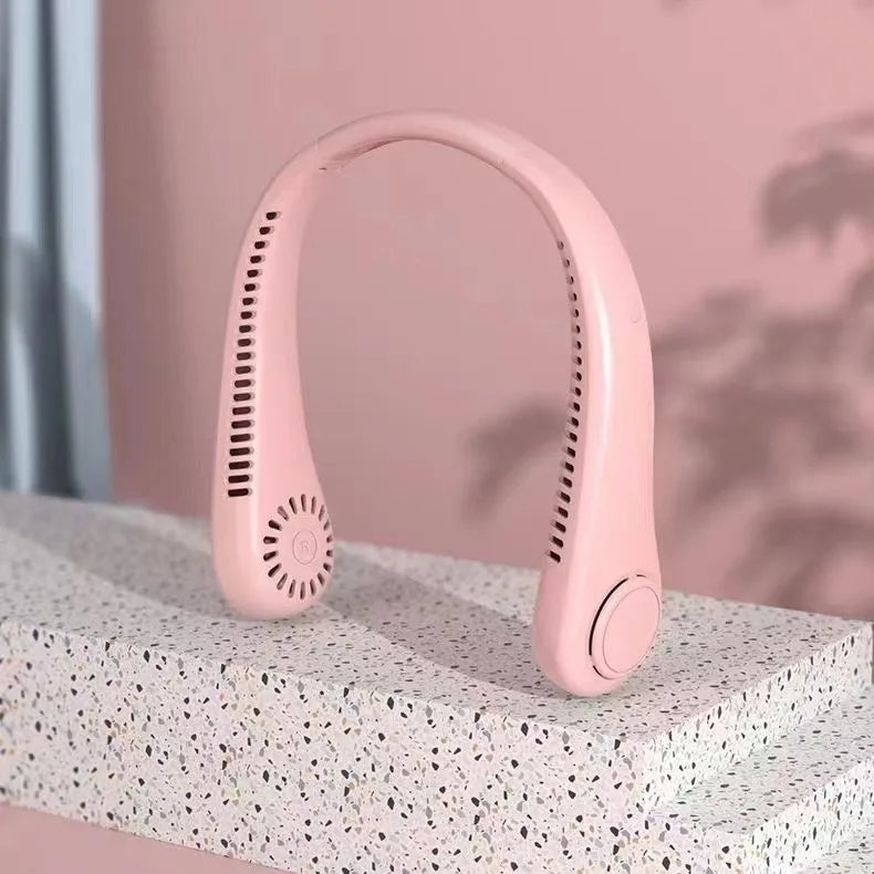 Premium Nackenventilator Blattlos mit LED-Digitalanzeige – USB-Aufladbarer Tragbarer Hals-Ventilator für Sport, Reisen & Büro