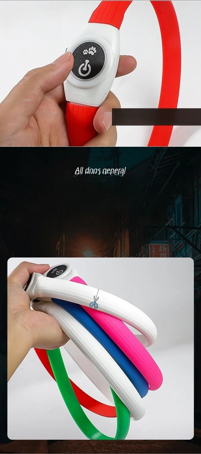 LED Hundehalsband – Wasserdichtes PVC Leuchthalsband mit USB-Ladung, 3 Lichtmodi, Sichtbarkeit bei Nacht, Sicherheit für große & kleine Hunde