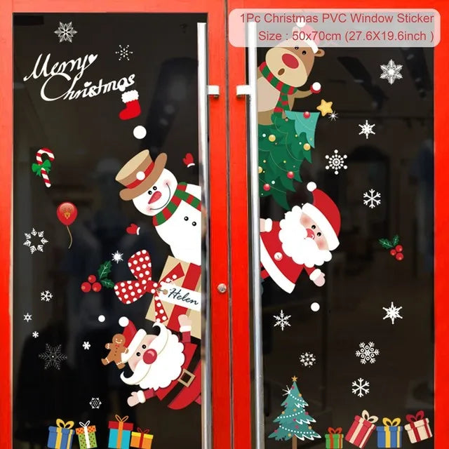 Weihnachts-Fensteraufkleber 2024 | Statische Weihnachts-Deko für Fenster & Wände | Santa & Schneemann Sticker | Winter Weihnachtsdekoration für Zuhause