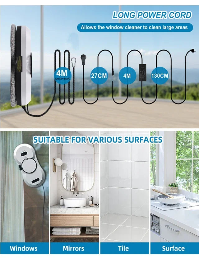 Intelligenter Fensterreinigungsroboter mit Wasser-Sprühfunktion – 5600Pa Saugleistung, USV-Sicherheitssystem, automatischer Glasreiniger für Zuhause & Büro