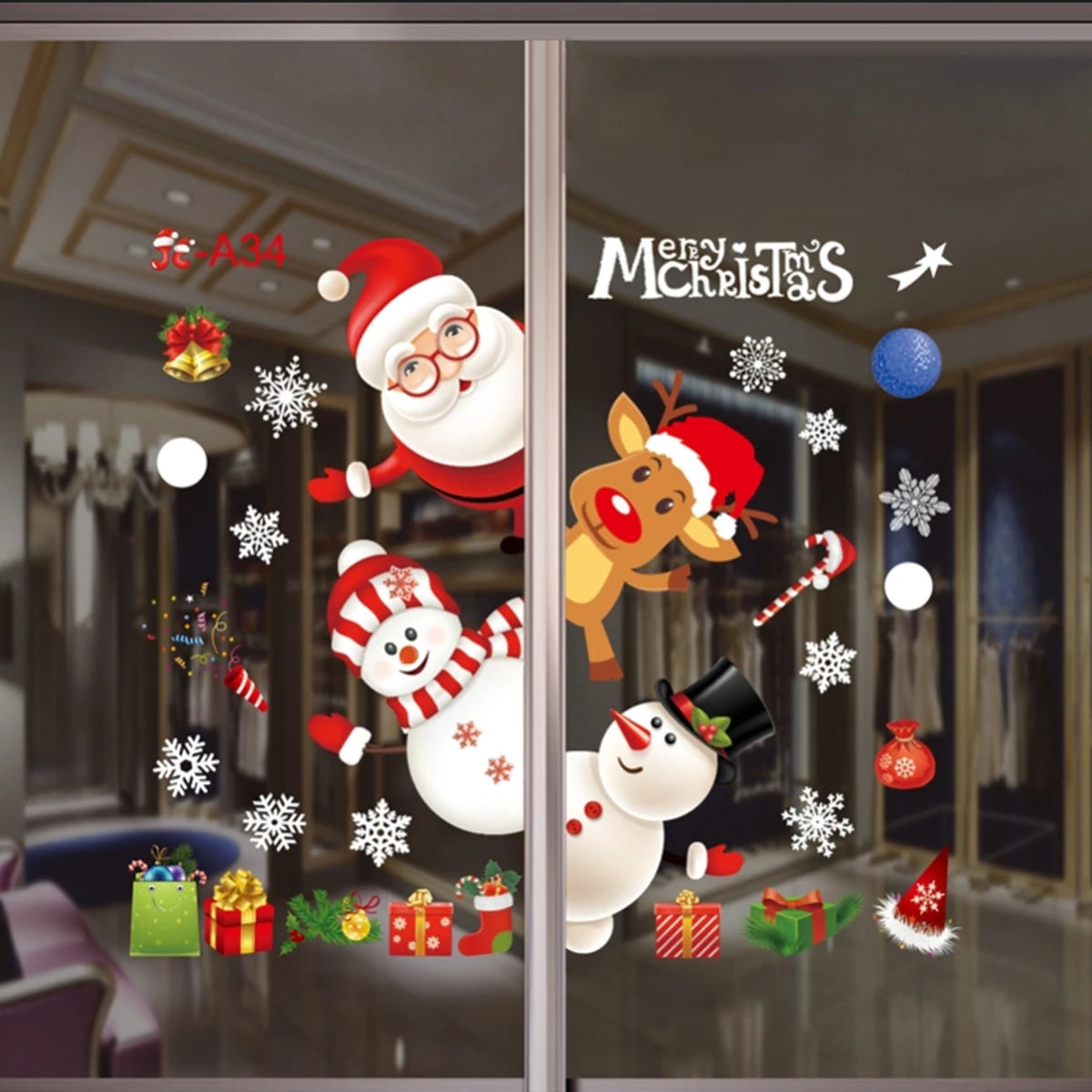 Weihnachts-Fensteraufkleber 2024 | Statische Weihnachts-Deko für Fenster & Wände | Santa & Schneemann Sticker | Winter Weihnachtsdekoration für Zuhause
