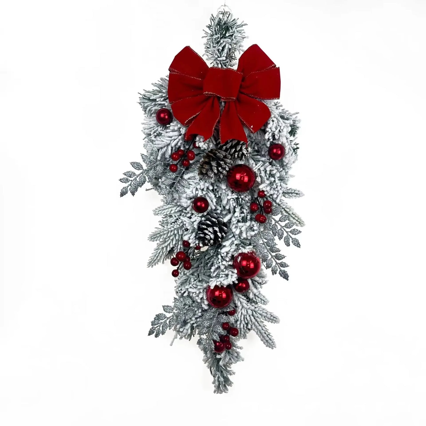 Luxuriöser Weihnachts-Türkranz – Handgefertigter Roter XMAS Kranz für Haustür, Fenster & Kamin | Festliche Deko 2025