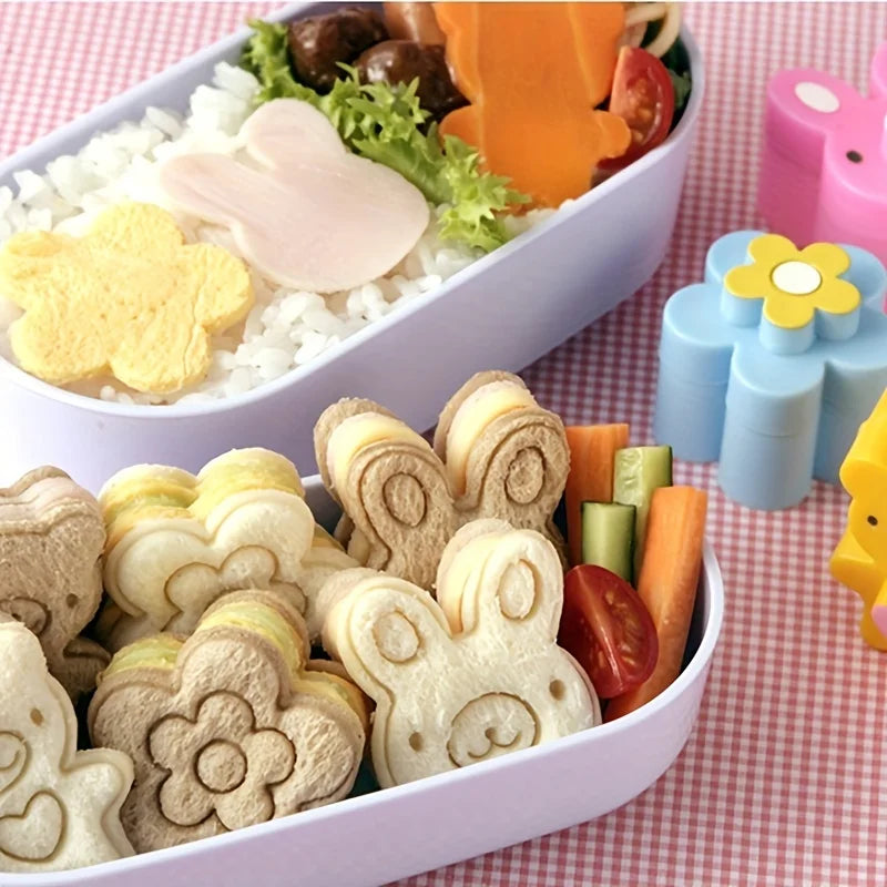 3-teiliges Sandwich & Keks Ausstecher Set – Kaninchen, Blume & Bär | Perfekt für Bento Box, Kinder-Snacks & kreative Küche