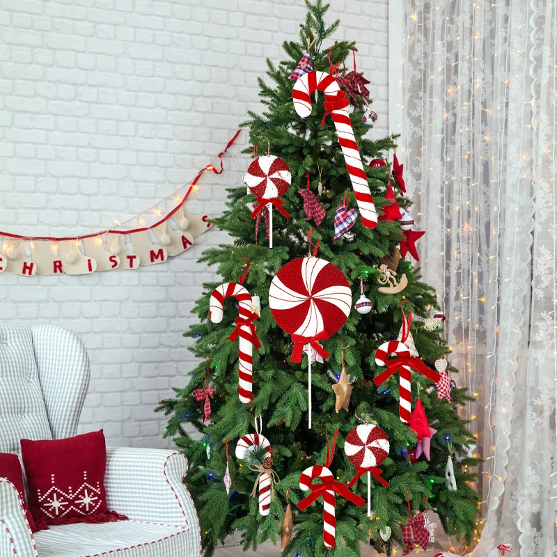 Großer Candy-Cane Weihnachtsanhänger – Rot-Weiß Deko für Baum, Tür & Party 2025