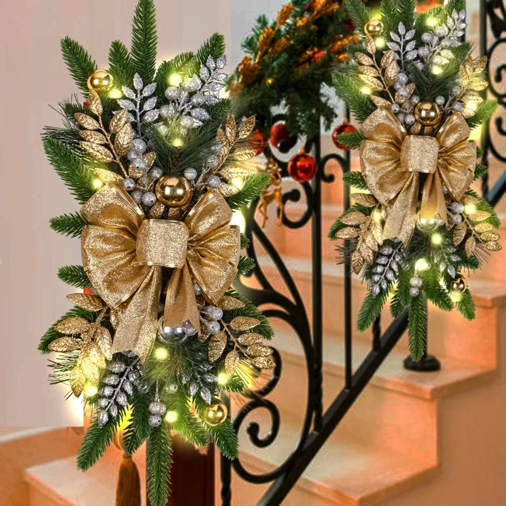 Nordische Weihnachts-Deko für Treppe & Kamin – Eleganter Kranz für Tür, Wand & Geländer | Stilvolle Holiday-Dekoration 2025