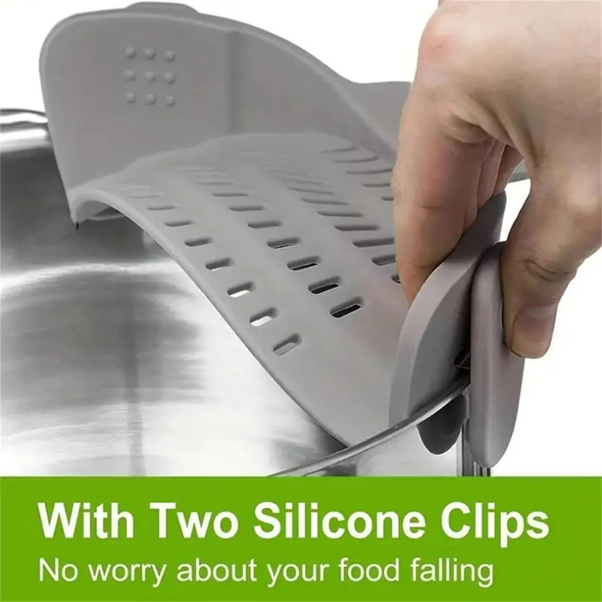 Clip-On Topfsieb aus Silikon – Universelles Sieb für Töpfe & Pfannen, Anti-Fall Design, Perfekt zum Abgießen von Nudeln, Gemüse & Kartoffeln