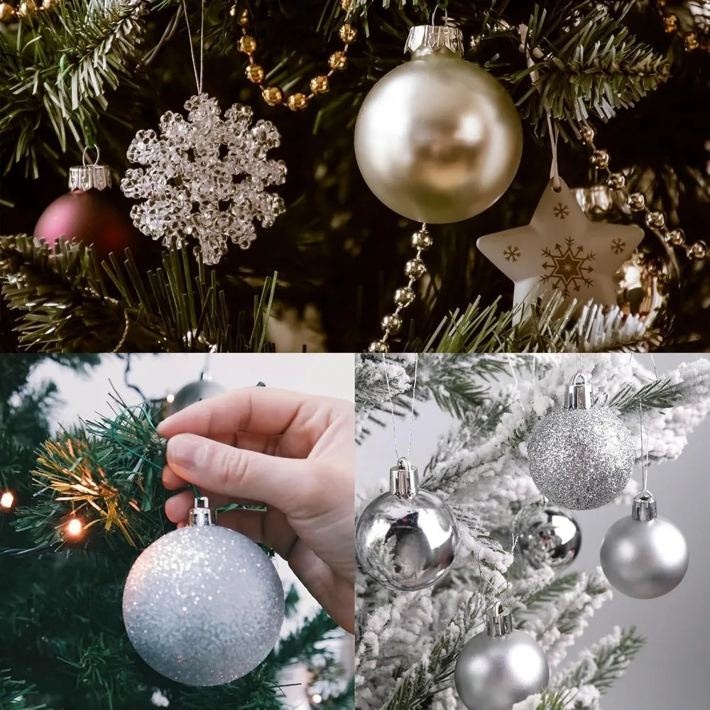 44-teiliges Weihnachtskugel-Set 3–6 cm – Bruchsichere Deko für Weihnachtsbaum, Festliche Ornamente für Zuhause, Advent & Neujahr | Glitzernde Kugeln in Premium-Box