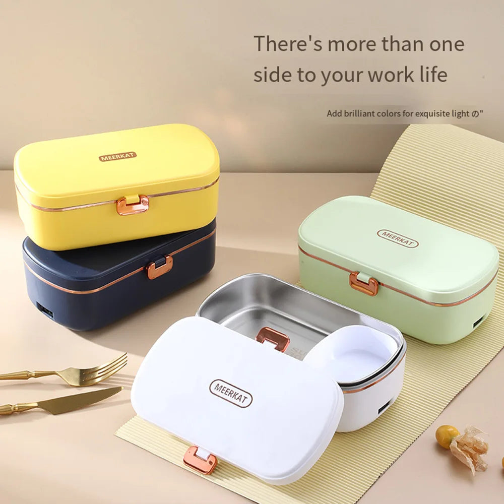 Thermo-Lunchboxen für das Büro, tragbare elektrische Lunchboxen, wasserfreie Heizung, Bento-Box, Lebensmittelwärmer aus Edelstahl