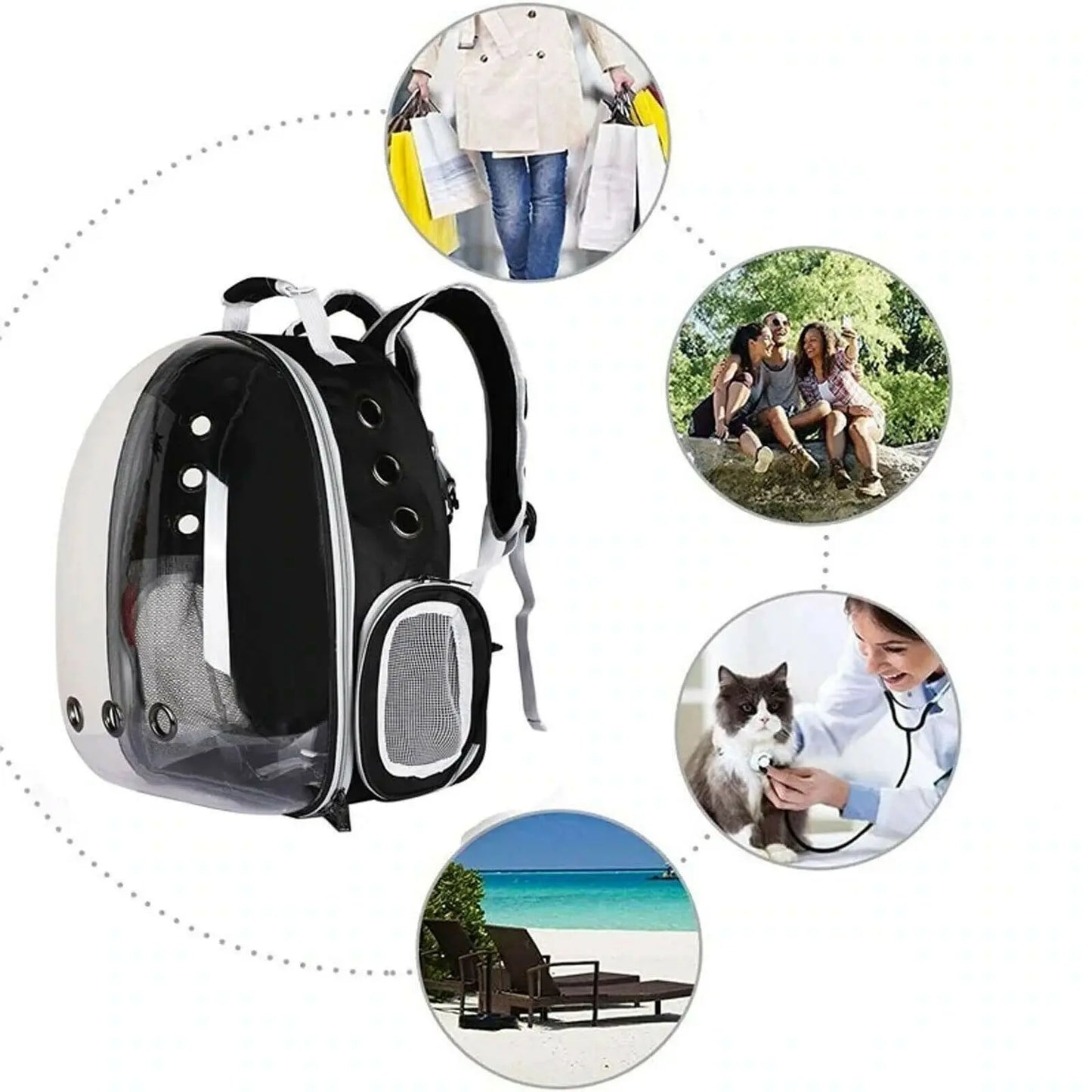 Transparenter Haustier-Rucksack | Raumkapsel-Design | Atmungsaktiv & Stabil | Katzen- & Hundetransporter (42×35×25 cm)