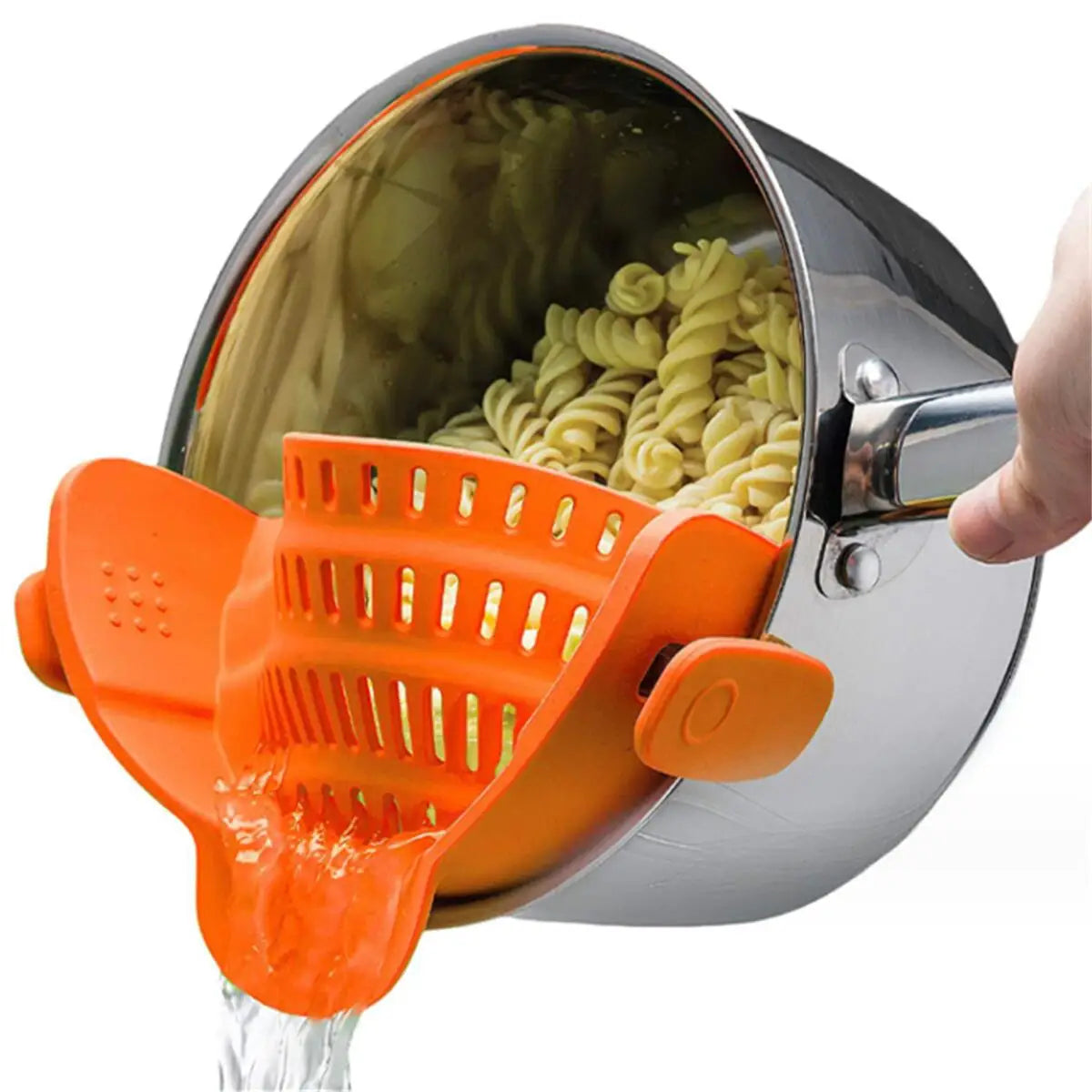 Clip-On Topfsieb aus Silikon – Universelles Sieb für Töpfe & Pfannen, Anti-Fall Design, Perfekt zum Abgießen von Nudeln, Gemüse & Kartoffeln