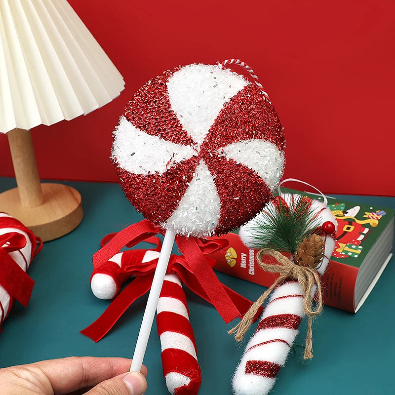 Großer Candy-Cane Weihnachtsanhänger – Rot-Weiß Deko für Baum, Tür & Party 2025