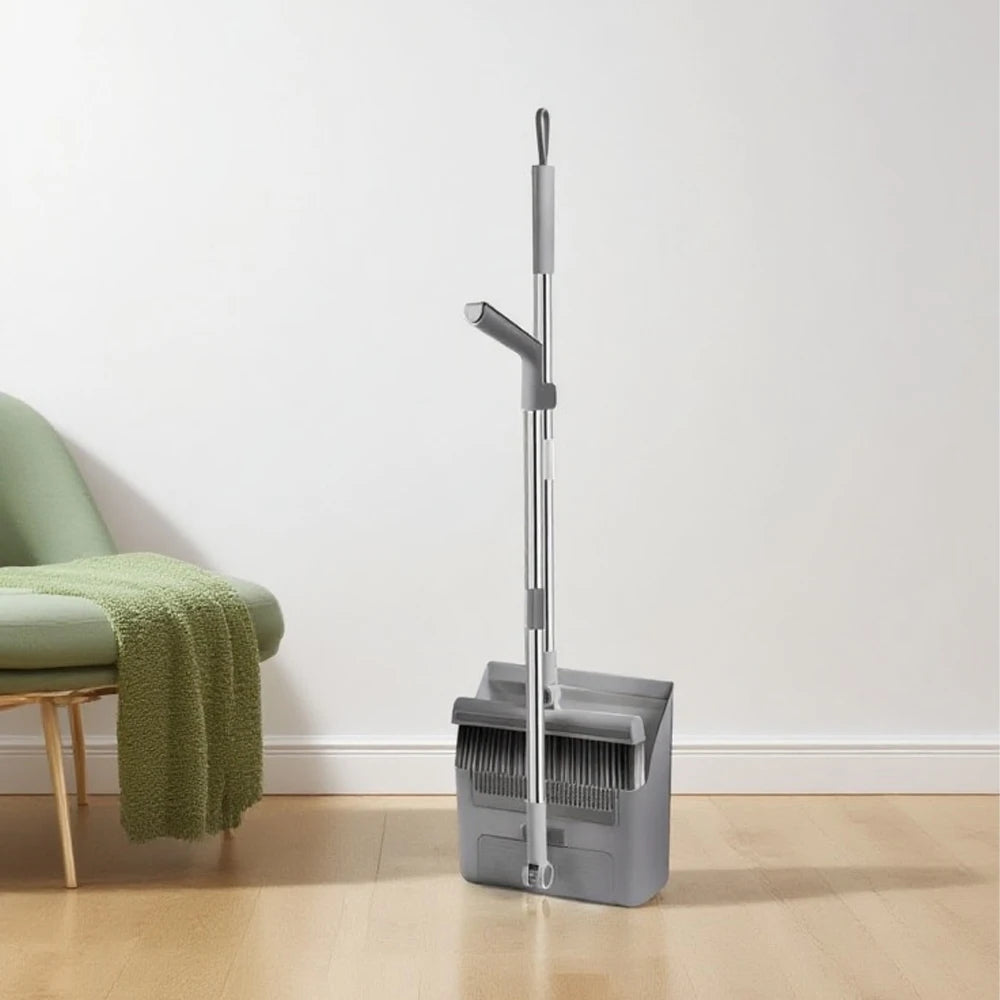 3-in-1 Premium Besen-Set mit selbstreinigender Kehrschaufel – Drehbar, platzsparend und ideal für Innen & Außen