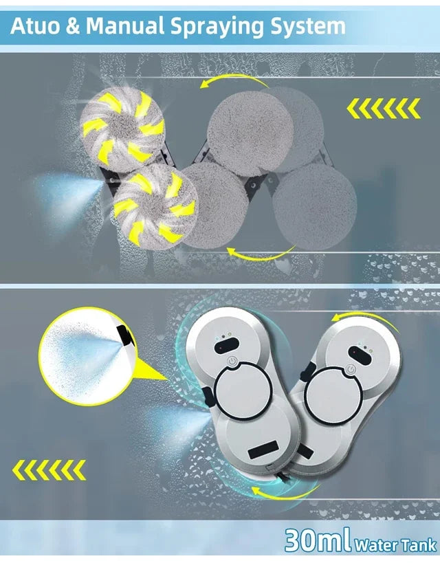 Intelligenter Fensterreinigungsroboter mit Wasser-Sprühfunktion – 5600Pa Saugleistung, USV-Sicherheitssystem, automatischer Glasreiniger für Zuhause & Büro