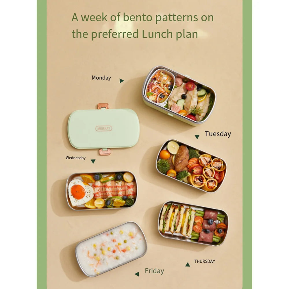 Thermo-Lunchboxen für das Büro, tragbare elektrische Lunchboxen, wasserfreie Heizung, Bento-Box, Lebensmittelwärmer aus Edelstahl