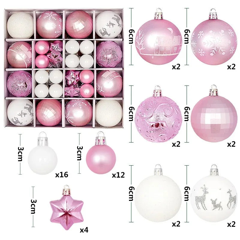 44-teiliges Weihnachtskugel-Set 3–6 cm – Bruchsichere Deko für Weihnachtsbaum, Festliche Ornamente für Zuhause, Advent & Neujahr | Glitzernde Kugeln in Premium-Box