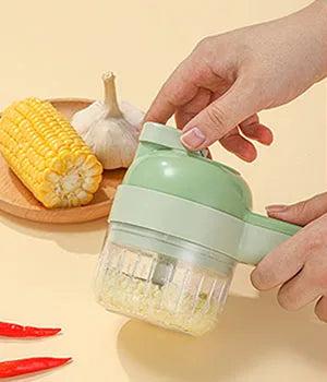 4-in-1 Elektrischer Kräutermühle & Gemüseschneider – Kabelloser Mini-Zerkleinerer für Petersilie, Knoblauch, Zwiebeln & Chili | Multifunktionaler Küchenhelfer