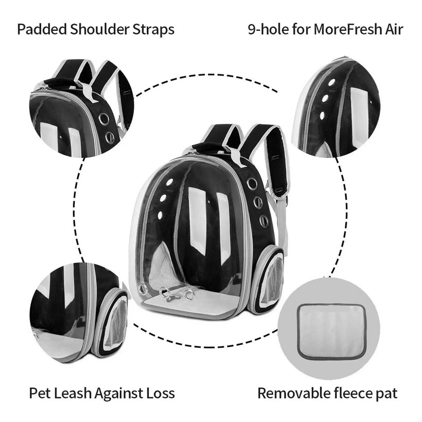 Transparenter Haustier-Rucksack | Raumkapsel-Design | Atmungsaktiv & Stabil | Katzen- & Hundetransporter (42×35×25 cm)