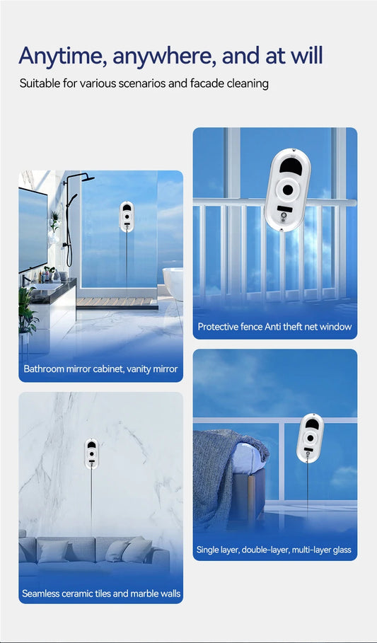Intelligenter Fensterputz-Roboter mit Fernbedienung | Anti-Sturz, Starke Haftung & Streifenfreie Reinigung