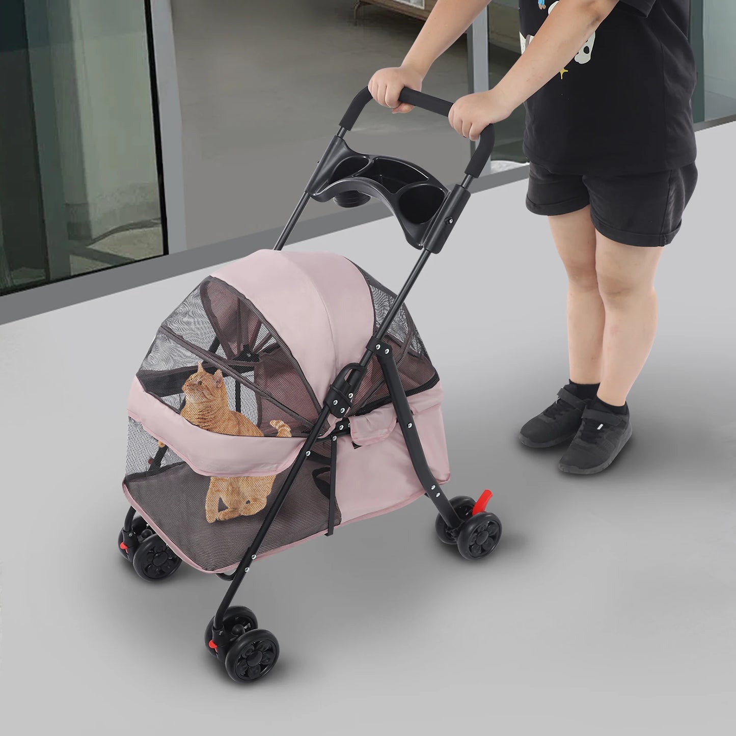Faltbarer Haustierwagen für Hunde & Katzen | Leichter Tier-Buggy, Atmungsaktiv, Robust, 360° Räder – Für kleine & mittelgroße Haustiere
