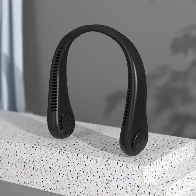 Premium Nackenventilator Blattlos mit LED-Digitalanzeige – USB-Aufladbarer Tragbarer Hals-Ventilator für Sport, Reisen & Büro