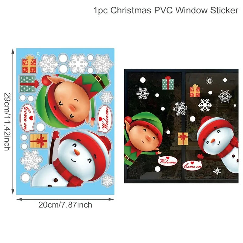 Weihnachts-Fensteraufkleber 2024 | Statische Weihnachts-Deko für Fenster & Wände | Santa & Schneemann Sticker | Winter Weihnachtsdekoration für Zuhause