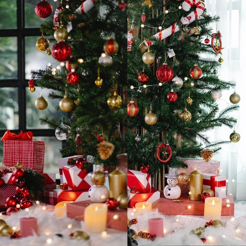 44-teiliges Weihnachtskugel-Set 3–6 cm – Bruchsichere Deko für Weihnachtsbaum, Festliche Ornamente für Zuhause, Advent & Neujahr | Glitzernde Kugeln in Premium-Box