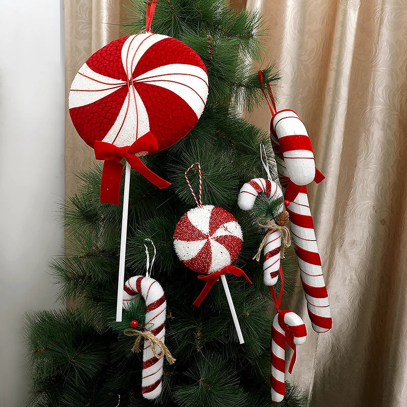 Großer Candy-Cane Weihnachtsanhänger – Rot-Weiß Deko für Baum, Tür & Party 2025