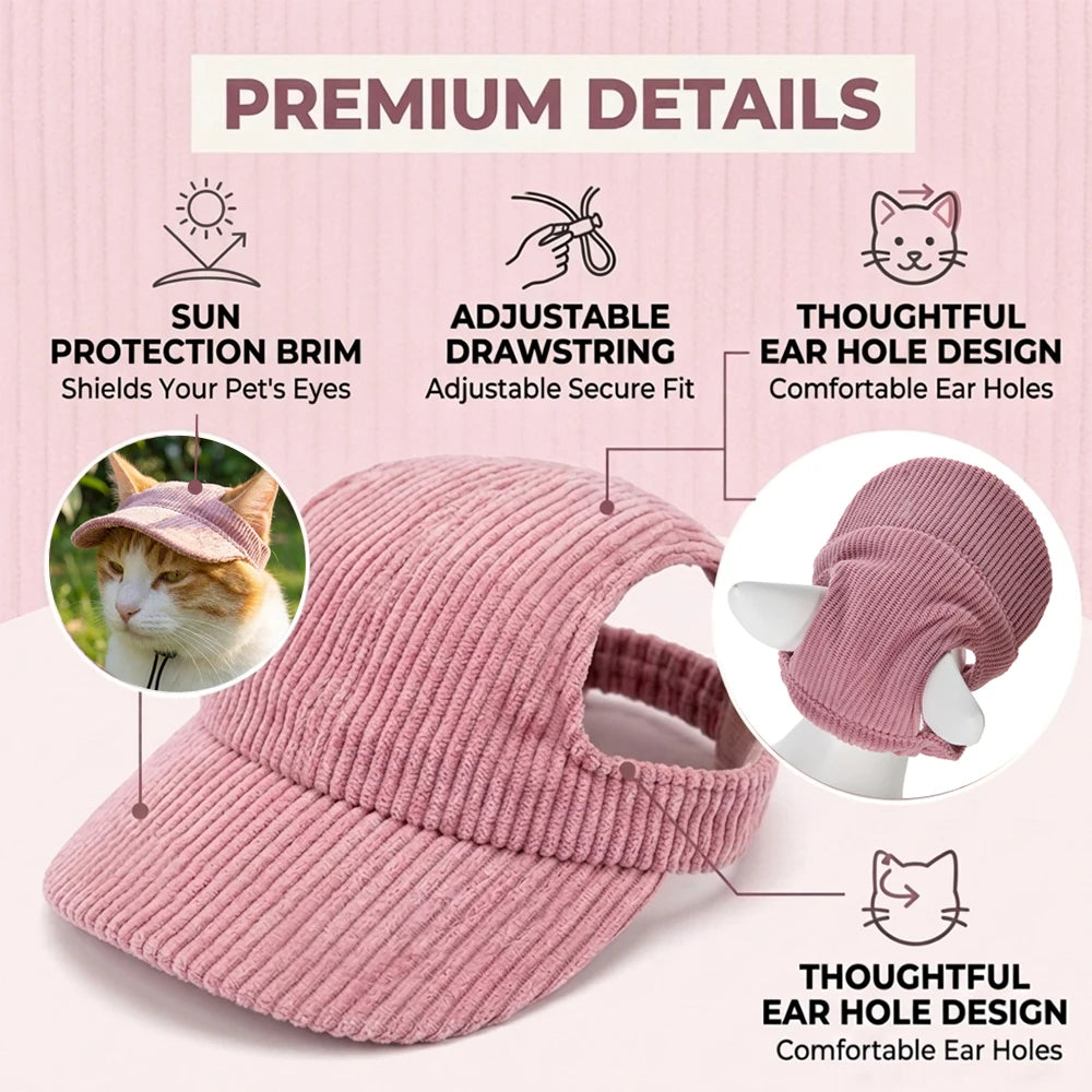 Cute Cat Dog Cap Adjustable Breathable Pet Hat With Ear Hole For Sphynx Cats Accessories Outdoor Puppy Kitten Beach Visor Hats