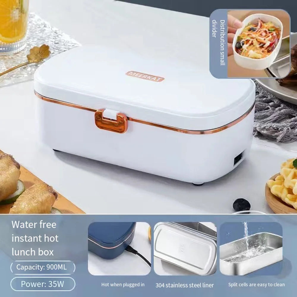 Thermo-Lunchboxen für das Büro, tragbare elektrische Lunchboxen, wasserfreie Heizung, Bento-Box, Lebensmittelwärmer aus Edelstahl