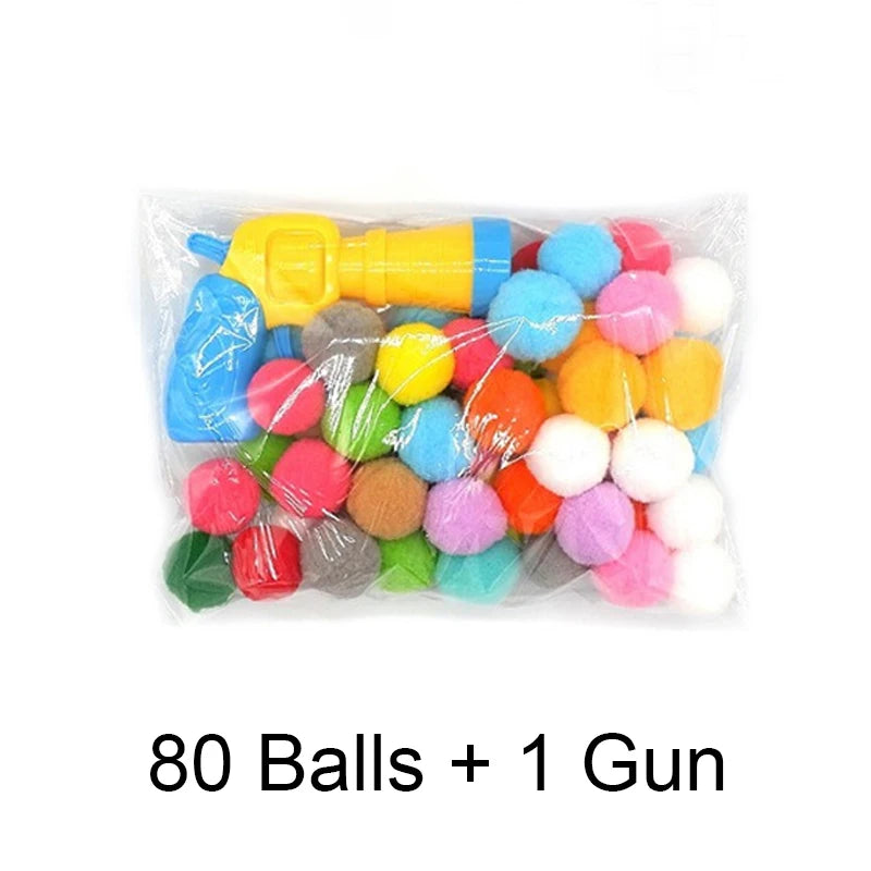 Cat Plush Interactive Launch Training Toy For Pet Kitten Creative Mini Shooting Gun Games Plush Ball Toys Pet Supplies