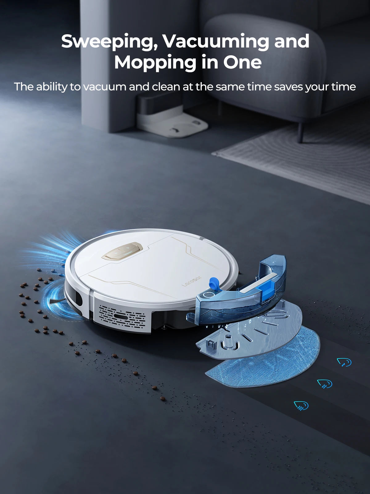 Laresar 3s Robot Vacuum Cleaner Mop 5000Pa Smart APP Control Intelligent Planned for Home Floor Washing Carpet Pet Hair Cleaning