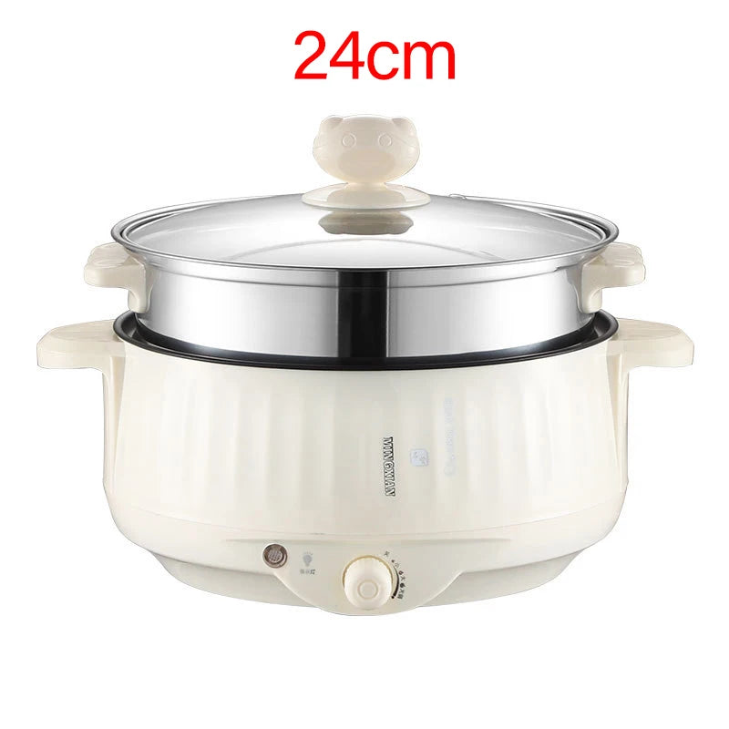 Elektrischer Mini-Multikocher 1–2 Personen | Antihaft-Pfanne, Doppelschicht-Design, 1,7L | Ideal für Nudeln, Reis, Suppen & Pfannengerichte | 400–800W Smart Cooker für Zuhause & Büro