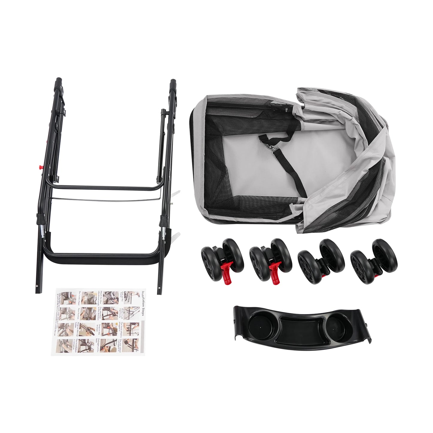 Faltbarer Haustierwagen für Hunde & Katzen | Leichter Tier-Buggy, Atmungsaktiv, Robust, 360° Räder – Für kleine & mittelgroße Haustiere