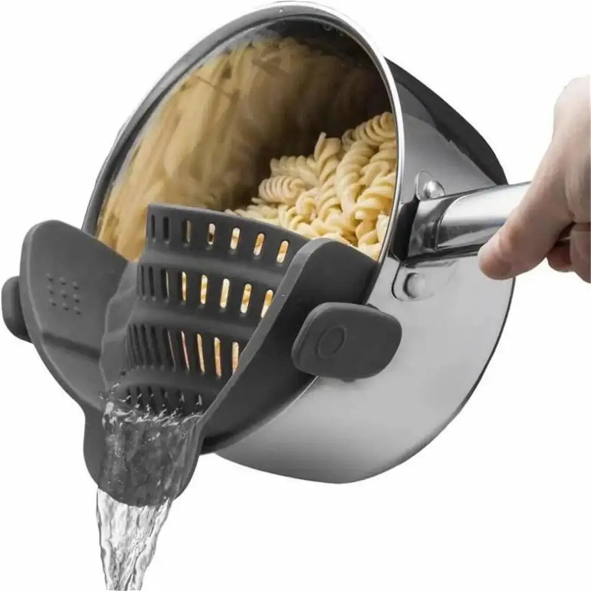 Clip-On Topfsieb aus Silikon – Universelles Sieb für Töpfe & Pfannen, Anti-Fall Design, Perfekt zum Abgießen von Nudeln, Gemüse & Kartoffeln