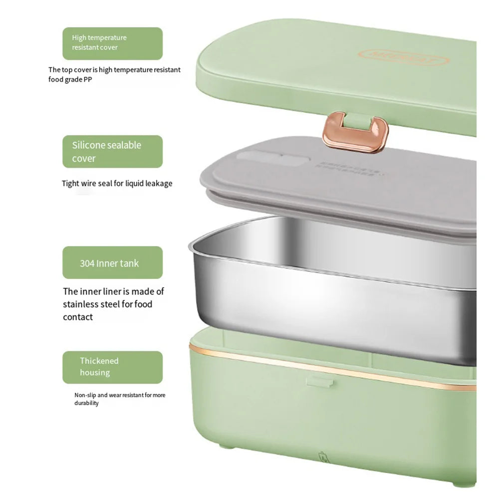 Thermo-Lunchboxen für das Büro, tragbare elektrische Lunchboxen, wasserfreie Heizung, Bento-Box, Lebensmittelwärmer aus Edelstahl