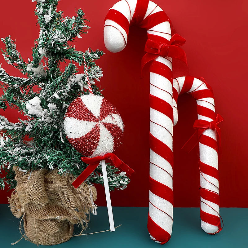 Großer Candy-Cane Weihnachtsanhänger – Rot-Weiß Deko für Baum, Tür & Party 2025