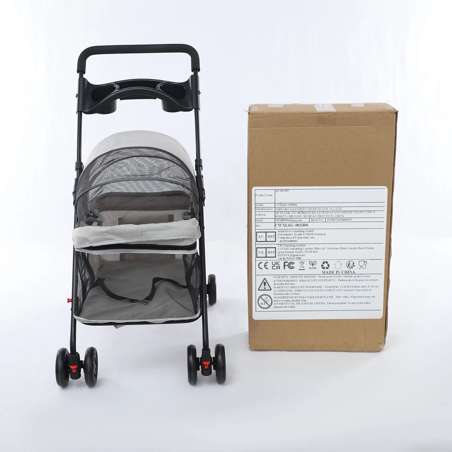 Faltbarer Haustierwagen für Hunde & Katzen | Leichter Tier-Buggy, Atmungsaktiv, Robust, 360° Räder – Für kleine & mittelgroße Haustiere