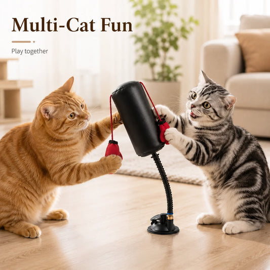Interaktiver Katzen-Boxsack mit starkem Saugfuss – Multifunktionales Jagd- & Punch-Spielzeug zur Beschäftigung & zum Stressabbau