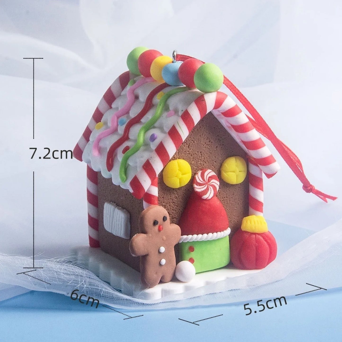 5 Stück Haus Ornamente Urlaub Weihnachtsbaum Ornament Set Lebkuchen Weihnachtsdekoration mit Seil Lebkuchenhaus Dekor