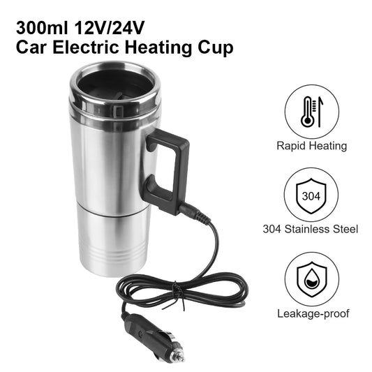 Fahrzeug Heizung Tasse 12V/24V 300ml Camping Reise Wasserkocher Edelstahl Elektrische Heizung Auto Wasserkocher
