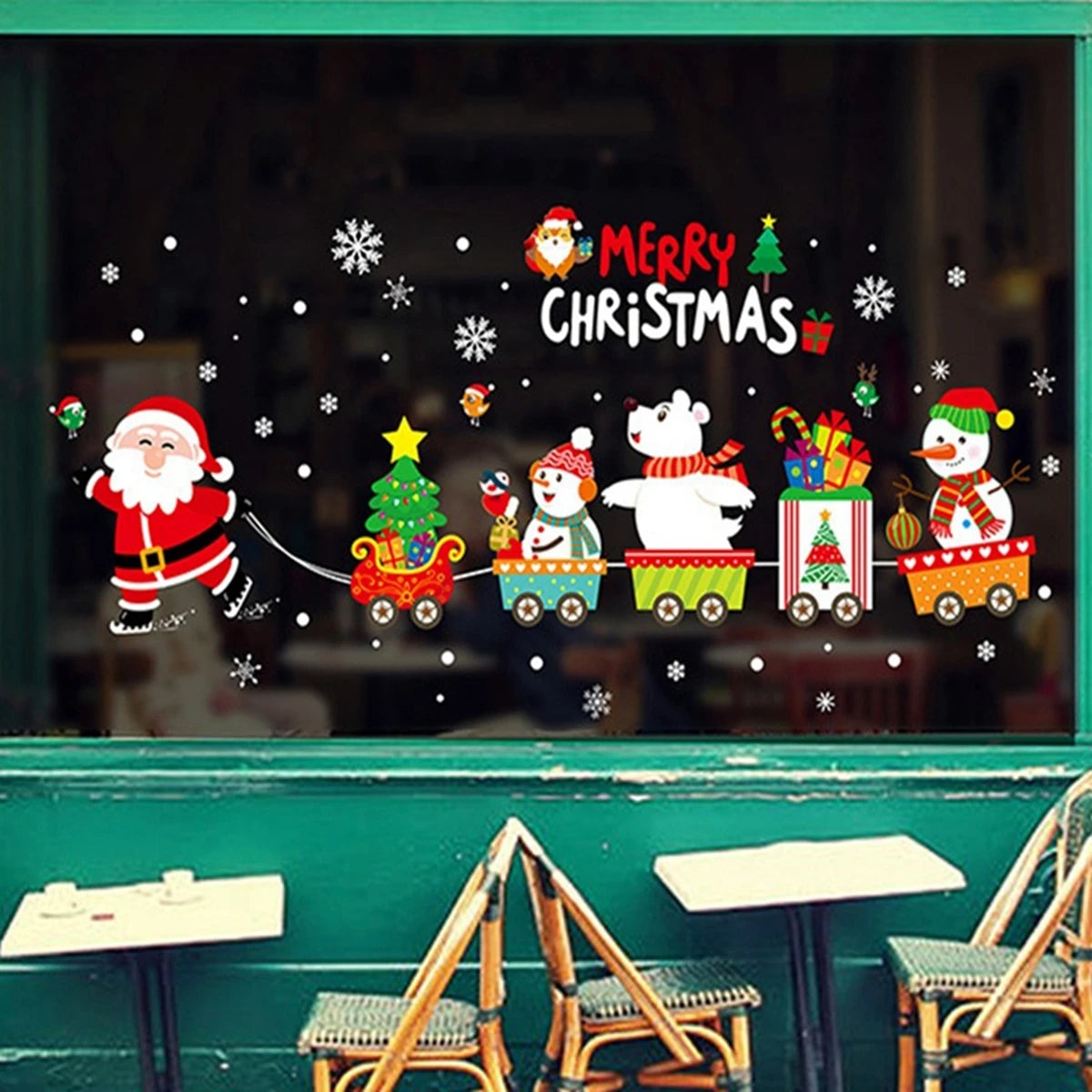 Weihnachts-Fensteraufkleber 2024 | Statische Weihnachts-Deko für Fenster & Wände | Santa & Schneemann Sticker | Winter Weihnachtsdekoration für Zuhause