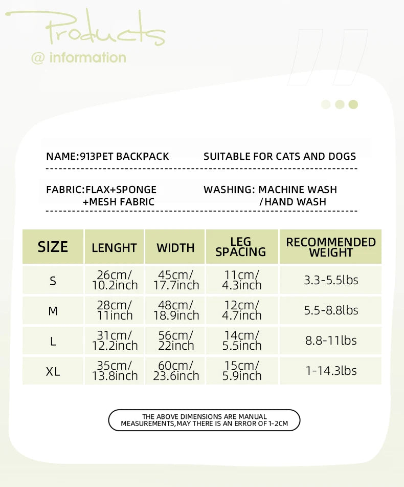 Tragbarer Haustier-Rucksack für Katzen & Kleine Hunde | Atmungsaktiver Reise-Transporter | Komfort Tasche für Outdoor & Spaziergänge