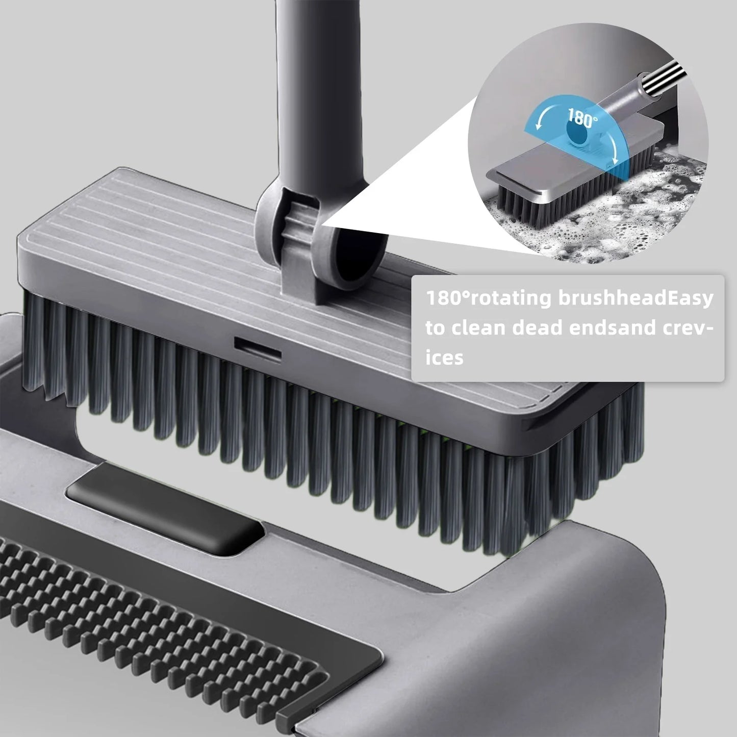 3-in-1 Premium Besen-Set mit selbstreinigender Kehrschaufel – Drehbar, platzsparend und ideal für Innen & Außen