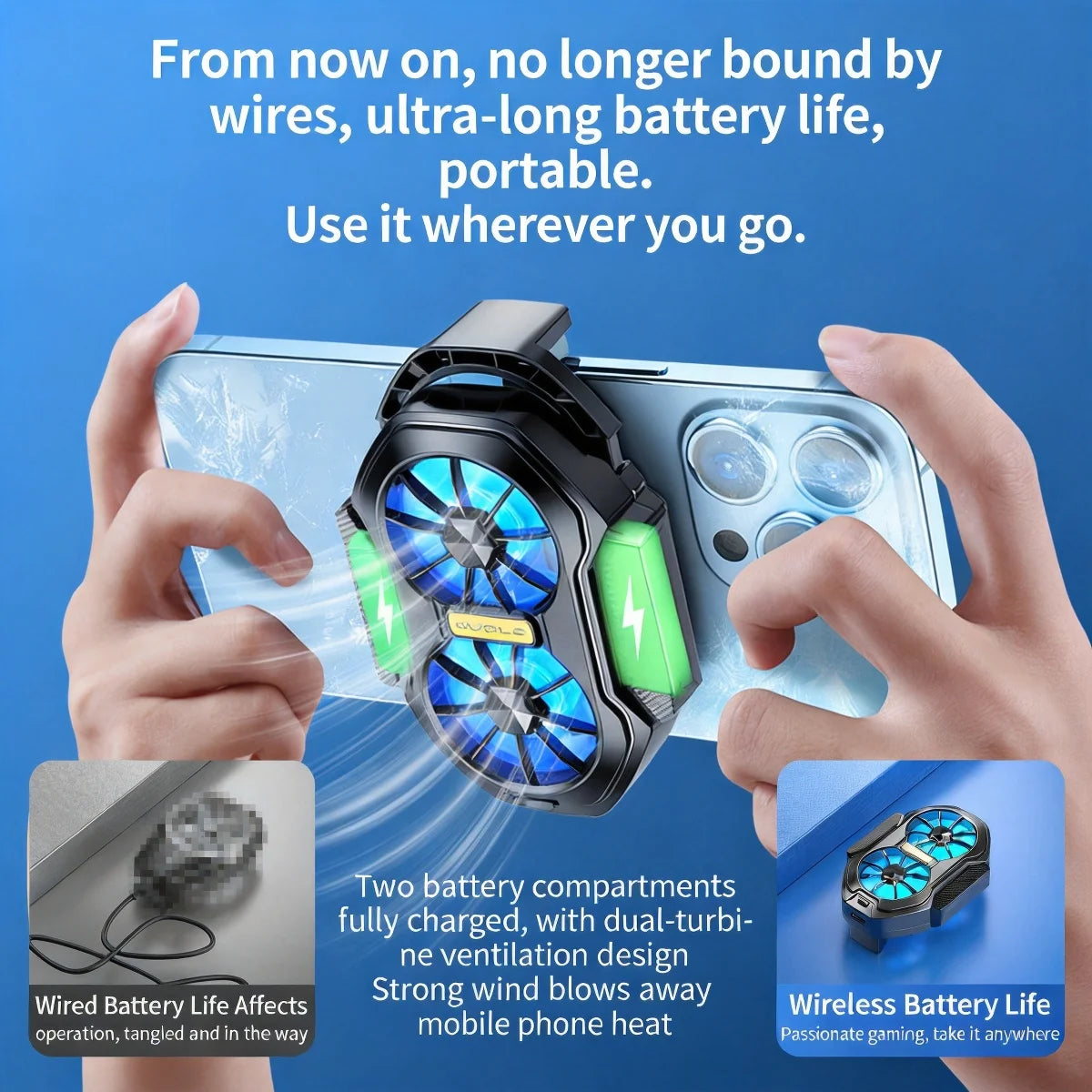 New FS01 Phone Cooler 600mAh Dual Fan Rechargeable Radiator Game Cooling Back Clip Wireless Mute for Smartphones Universal